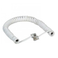 Cable Rizado Teléfono Blanco 30cm
