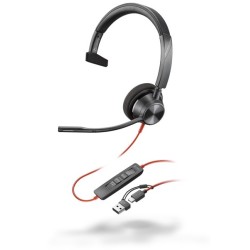 Auricular Poly Blackwire 3310 USBC y A Monoaural
