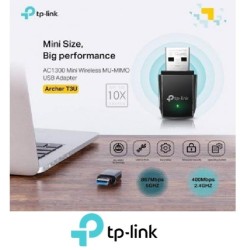 USB WiFi TPLINK T3U Dual Band Tamaño Mini AC13