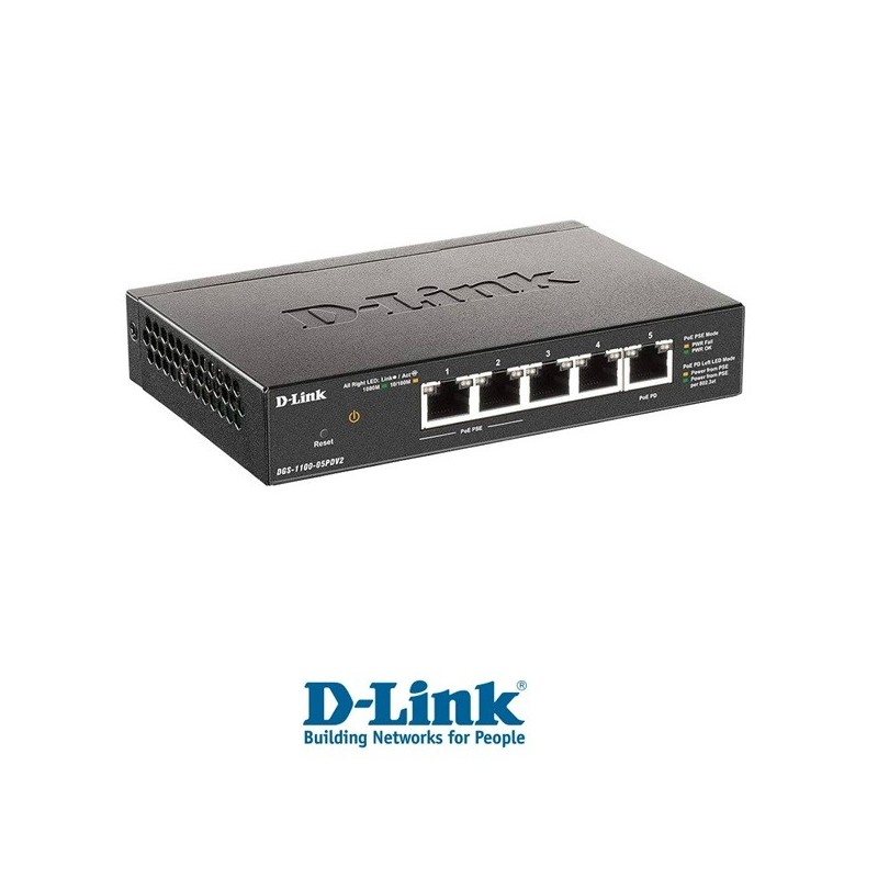 Switch DLink PoE 5Port Gigabit 2 puertos  poe