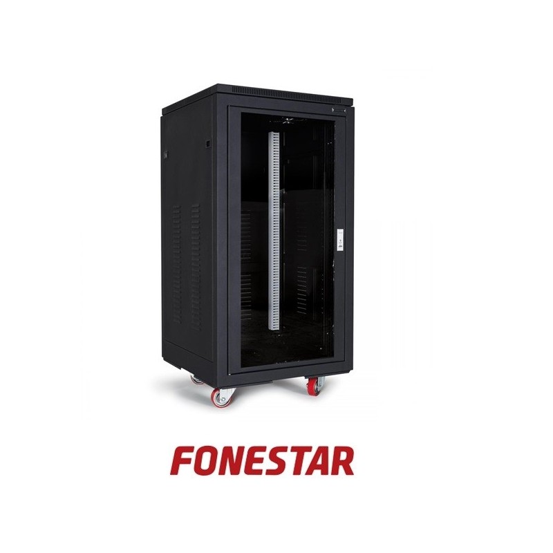 Rack metálico 20U Puerta con llave Ventiladores
