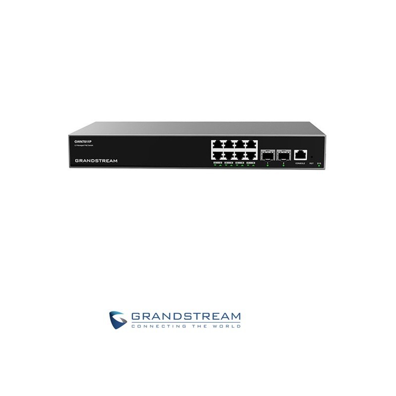 Switch GrandStream 8 puertos Gigabit con POE  y 2 