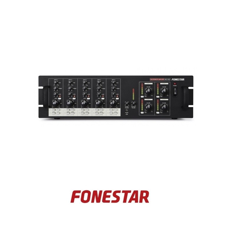 Amplificador Fonestar multizona 4x40W RMS  5 IN  4 OUT.