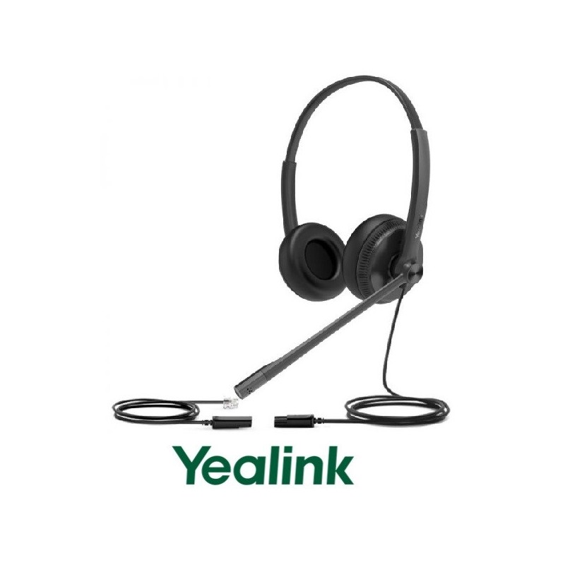 Auricular Yealink YHS34 Binaural RJ9 Simil Cuero