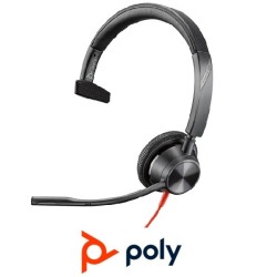 Auricular Poly Blackwire 3315 USBA Monoaural Co