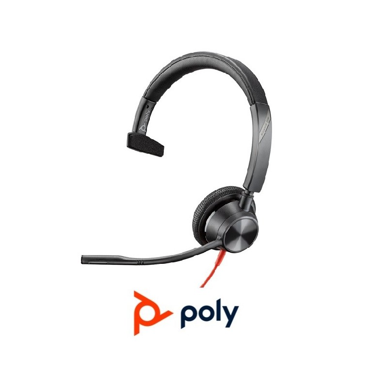 Auricular Poly Blackwire 3315 USBA Monoaural Co