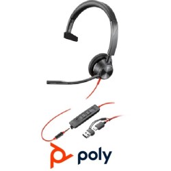 Auricular Poly Blackwire 3315 USBA Monoaural Co
