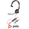 Auricular Poly Blackwire 3315 USBA Monoaural Co