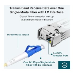 Módulo TpLink SFP bidireccional WDM monomodo Giga