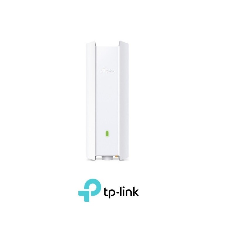 Punto de Acceso TpLink WiFi6 de doble banda para interiores exteriores AX1800, 1 puerto Gigabit RJ45, Velocidad 574 Mbps a 24 GHz, 1201 Mbps a 5 GHz, función PoE 8023at y PoE pasivo.