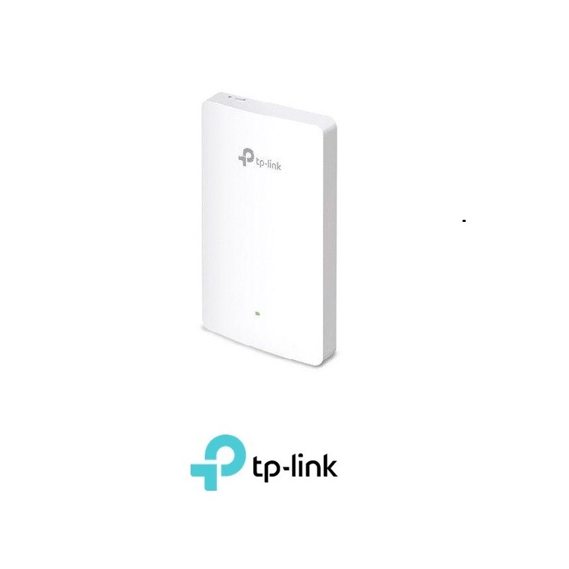 Punto de Acceso TpLink WiFi6 de doble banda con placa de pared AX1800 Puerto Enlace ascendente, 1  puerto Gigabit RJ45 Enlace descendente, 3 puertos Gigabit RJ45 Velocidad 574Mbps a 2,4GHz