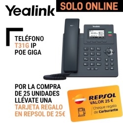 Teléfono Yealink T31G IP PoE Giga 2 Cuentas SIP 2 puertos Gigabit. Sin Fuente Alimentación AC.