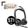 Auricular Poly Voyager FOCUS 2 UC USB C Sin Base con Adaptador USB C USB A Microsoft Bluetooth Binaural con ANC Cancelación activa de ruido Carga Auricular USB C