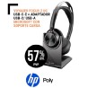 Auricular Poly Voyager FOCUS 2 UC USB C Adaptador USB C, USB A CON Soporte Carga.