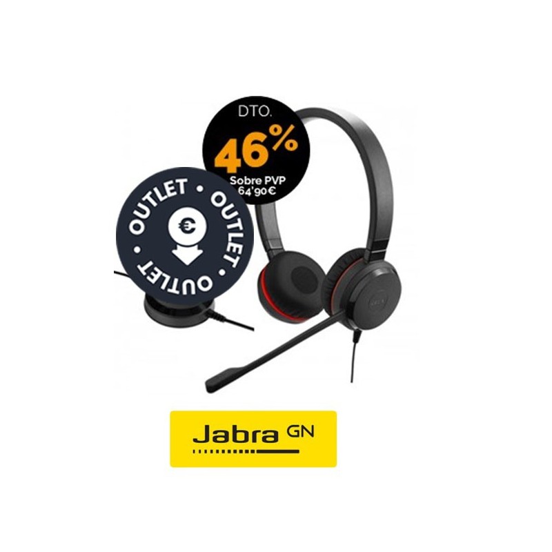 Auricular Jabra Evolve 20 UC Duo USB A Edición Especial Almohadillas Simil Cuero