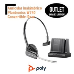 Auricular Inalámbrico Poly Savi W740 Estandar Convertible Conexión Teléfono Ordenador y Movil  OUTLET  Reacondicionado  Base  auricular  diadema  alimentador.