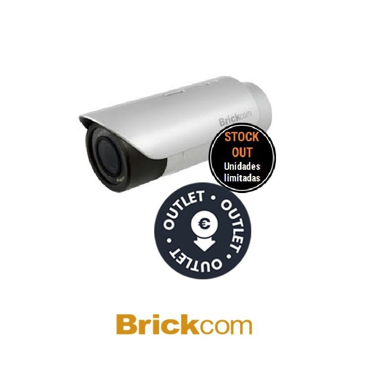 Bullet exterior Brickcom 2mpx óptica fija 6mm 0.001 Lux 30fps IR 20m IP66 PoE incluye soporte e inyector  Stock Out  OUTLET