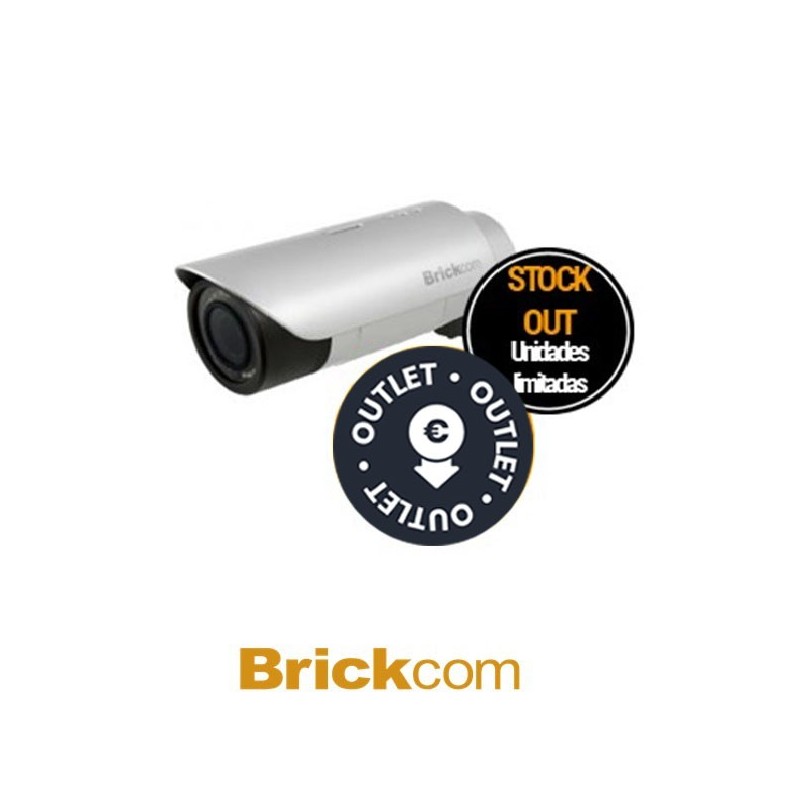 Bullet exterior Brickcom 3mpx varifocal 3,3-10,5mm, 30fps, 0.001 Lux, IR 25m, DIDO, IP67 H POE incluye soporte e inyector  Stock Out  OUTLET
