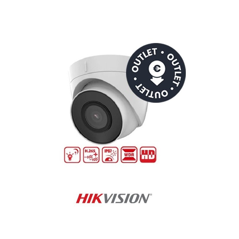 Cámara Hikvision minidomo resolución 2MP lente Fija óptica 2,8mm IR 30m DWDR IP67 sensibilidad 0,01 Lux PoE