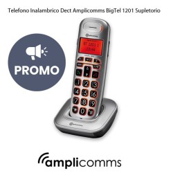 Teléfono Inalámbrico Dect Amplicomms BigTel 1201 Supletorio BigTel 1200 hasta 5 terminales por cada base. Pantalla retroiluminada ámbar extra grande con 2 líneas. Gran teclado retroiluminado, 2 memorias directas M1 M2