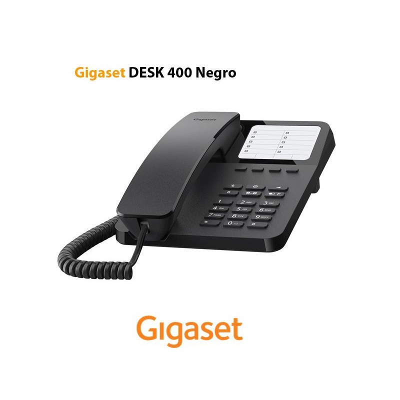 Teléfono Sobremesa Gigaset Desk 400 Negro 10 teclas de marcación rápida y 4 directa Tecla Mute Montaje sobremesa y Mural