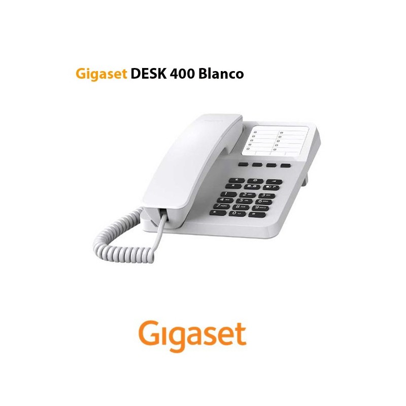 Teléfono Sobremesa Gigaset Desk 400 Blanco 10 teclas de marcación rápida y 4 directa Tecla Mute Montaje sobremesa y Mural