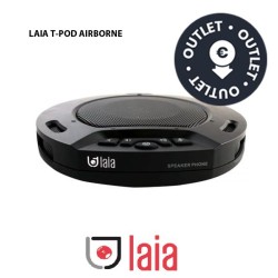 MicrofonoAltavoz Laiatech Negro carga inalámbrica y conexión WiFi a PC con 3 micros Omnidireccionales Incluye base, soporte para cargar el tpod de manera inalámbrica 3 Años de Garantía Incluye cargador y bolsa profesi