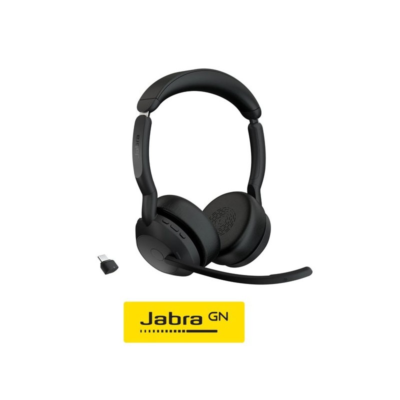 Auricular Jabra Bluetooth Evolve2 55 Binaural con Dongle USB C