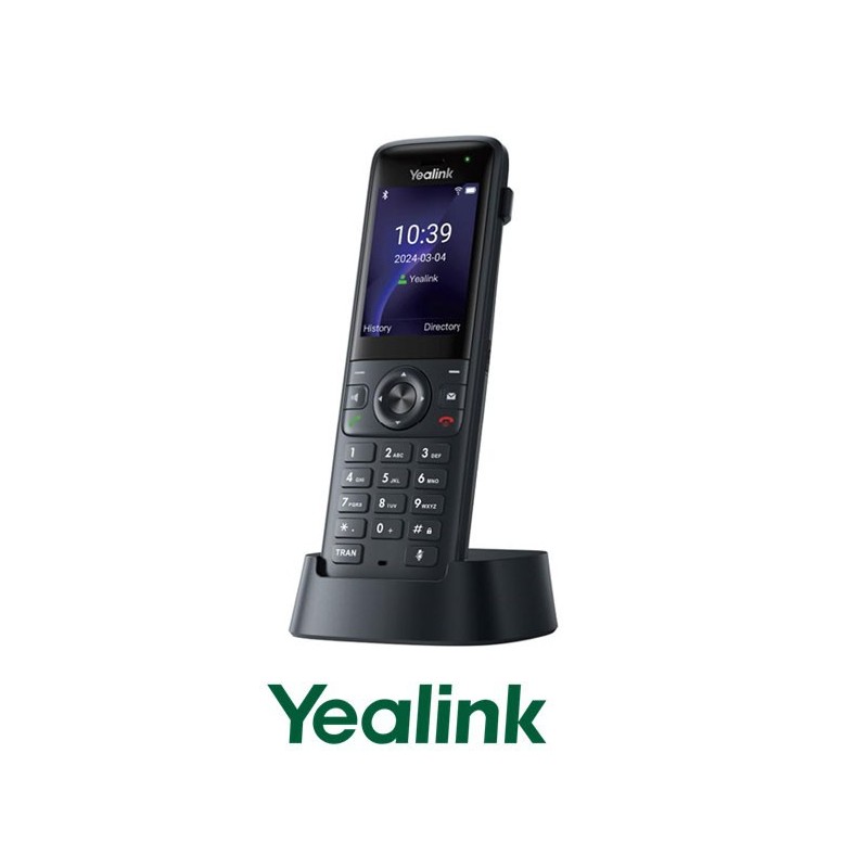 Teléfono Inalámbrico WiFi Yealink AX83H WiFi6, 4 Cuentas SIP, Bluetooth 5.0, Pantalla Color 2.4", Conector Auriculares.