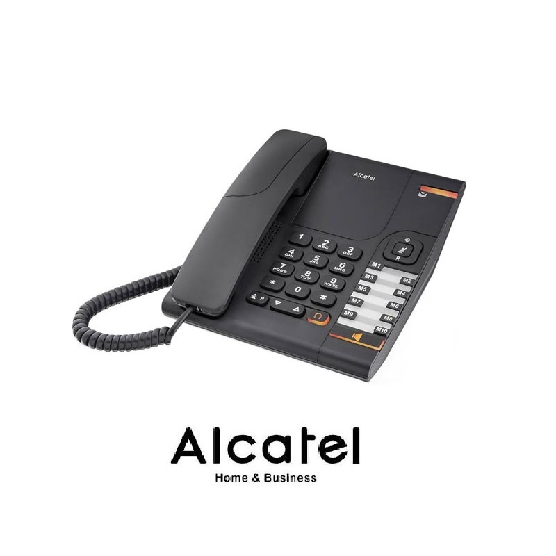Teléfono Analógico Temporis 380 Negro 10 memorias Toma auriculares Manos libres Montaje mural