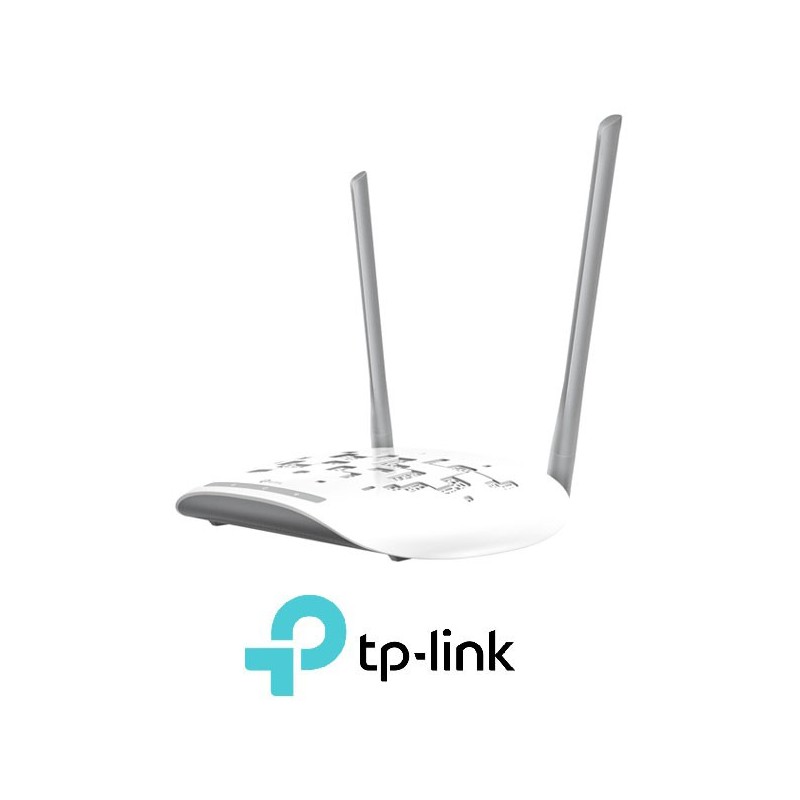 Punto Acceso WiFi TpLink 300 Mbps a 24 GHz 80211bgn 1 puerto de 10/100 Mbps, compatible con PoE pasivo, AP cliente puente repetidor SSID múltiple 2 antenas fijas.