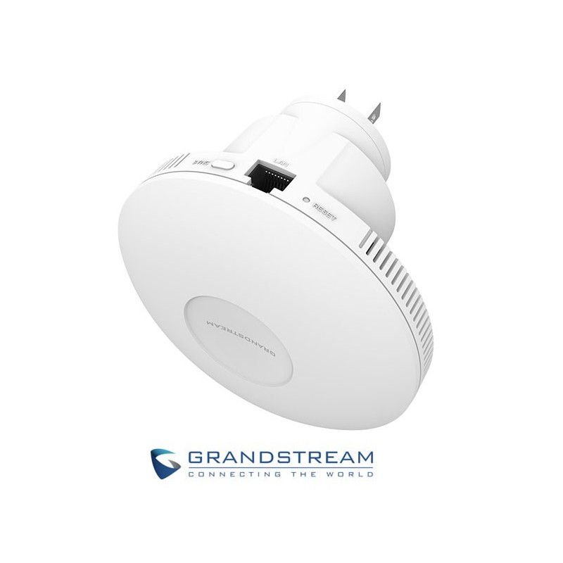 Punto de Acceso y Extensor GrandStream GWN7660EM WiFi6 2x2 AX3000 doble banda Mesh AP with interchangeable AC power plug 1 puerto Gigabite