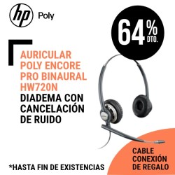 Auricular Poly Encore Pro Binaural HW720N 8R707AA Diadema con Cancelación de Ruido Cableado