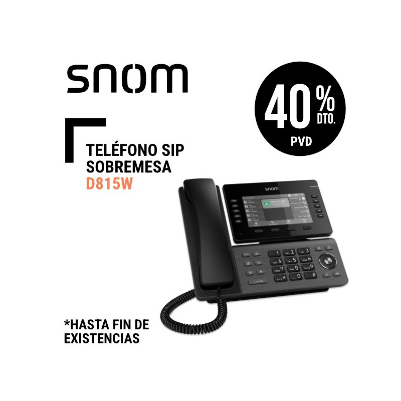 Teléfono SIP Sobremesa Snom D815W 12 Cuentas SIP Hasta 12 llamadas simultáneas WLAN Integrada y Diez teclas SmartLabel