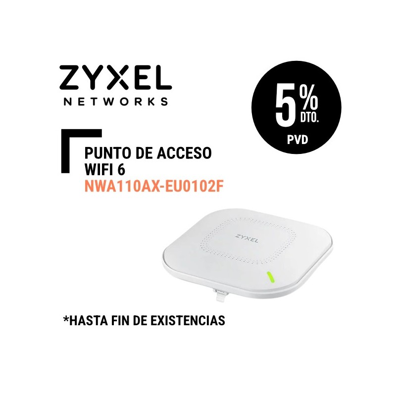 Punto de Acceso Zyxel WiFi6 GbE 2x2 PoE 1775Mbps incluye Alimentador Corriente