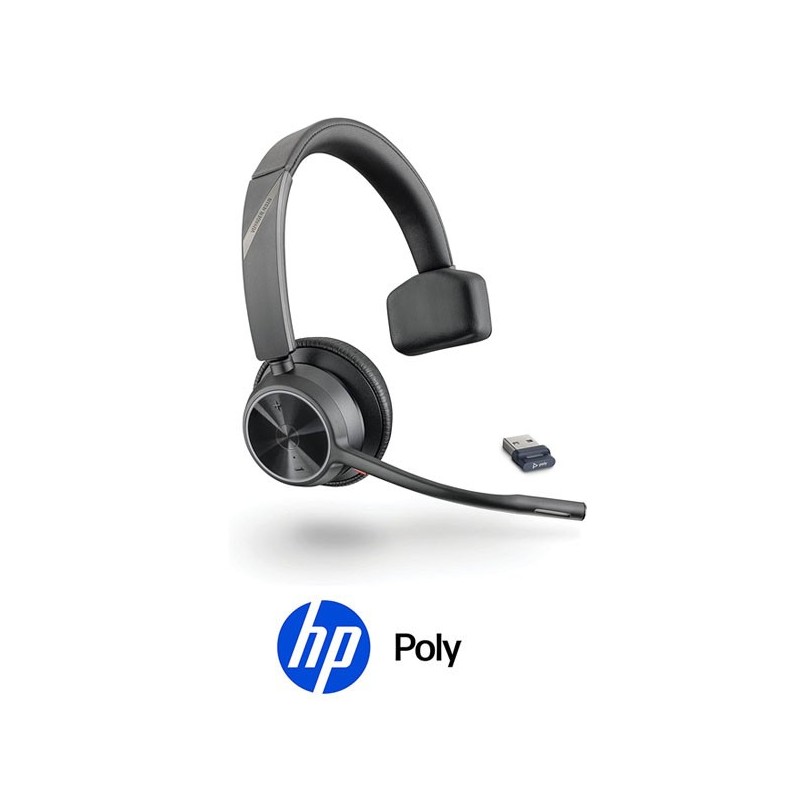 Auricular Poly Voyager 4310 UC USB A Monoaural 76U48AA Inalámbrico con diadema Bluetooth y Dongle para PC