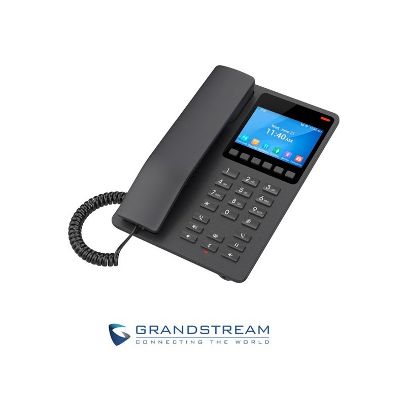 Teléfono Hotel GrandStream GHP631 Negro 2 Líneas Sip 10 Teclas Marcación rápida y 6 Teclas Programables. Sin Fuente Alimentación AC
