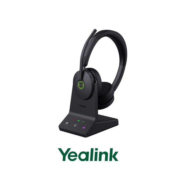 Auricular Inalámbrico DECT Yealink WH68 con Base Binaural USB A Versión UC