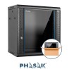 Rack mural 19" Phasak 12U 600x450,MONTADO, Altura Ext. 631mm (534mm Int) negro, PHO 2112