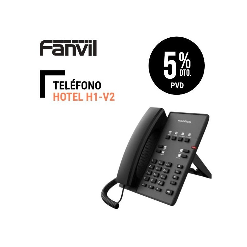 Teléfono IP FANVIL H1, PoE, 2 Líneas SIP, Mbps 10/100,  SIN Pantalla, 8 teclas programables para línea directa de servicio. SIN Fuente Alimentación
