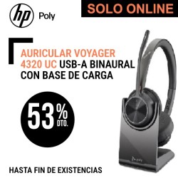 Auricular Poly Voyager 4320 UC USB A Binaural CON Base 77Y99AA Inalámbrico con diadema Bluetooth y Dongle para PC