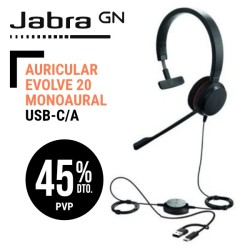 Auricular Jabra Evolve20 Monoaural USB C /A.