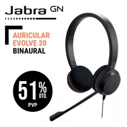Auricular Jabra Evolve 20 UC Duo USB A Microsoft