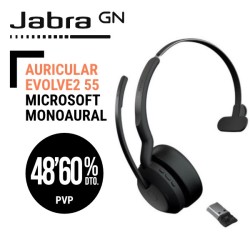 Auricular Jabra Evolve2 55 Microsofot Monoaural USB A con Dongle para PC y Bluetooth para Movil