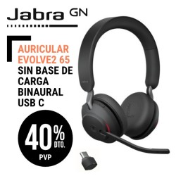 Auricular Jabra Evolve2 65 Negro SIN Base de Carga Binaural USB C