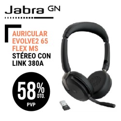 Auricular Jabra Evolve2 65 Flex MS Stéréo con Link 380a y base de carga