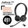 Auricular Bluetooth Jabra Evolve 65 TE con Dongle USB A Binaural Conector de Carga USB C SIN Base de Carga
