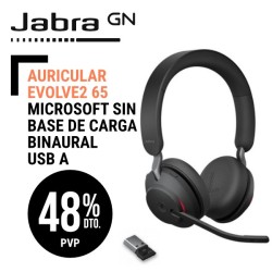 Auricular Jabra Evolve2 65 Negro Microsoft SIN Base de Carga Binaural USB A