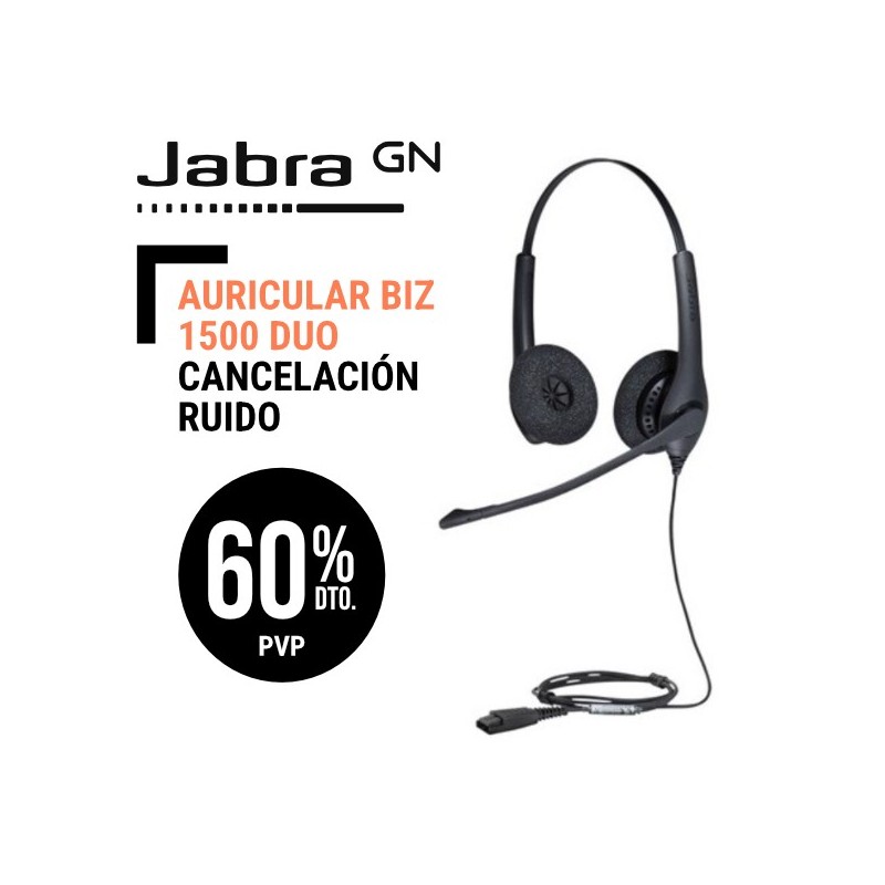 Auricular Jabra BIZ 1500 Duo Cancelación Ruido