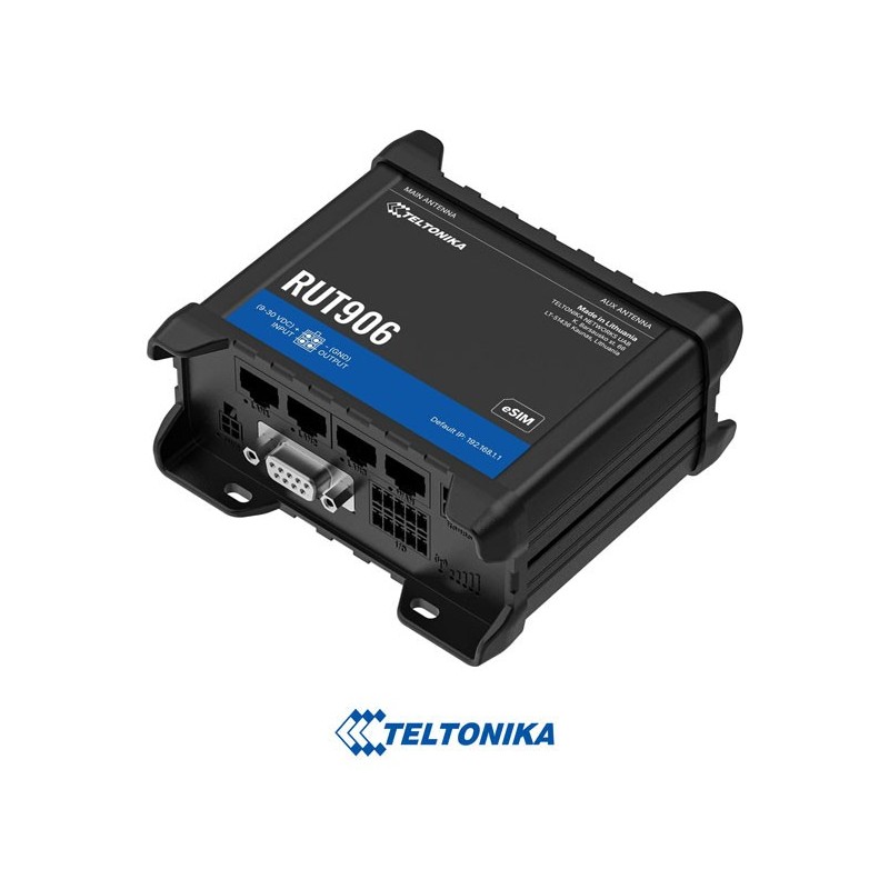 Teltonika Router 4G Industrial - 4 puertos Ethernet RJ45 Fast Ethernet - Dual SIM 4G (LTE) Cat 4 hasta 150Mbps - 3x Entrada + 3x Salida Digital + RS232 + RS485 - Wi-Fi 802.11b/g/n 2.4GHz - Posicionamiento GNSS